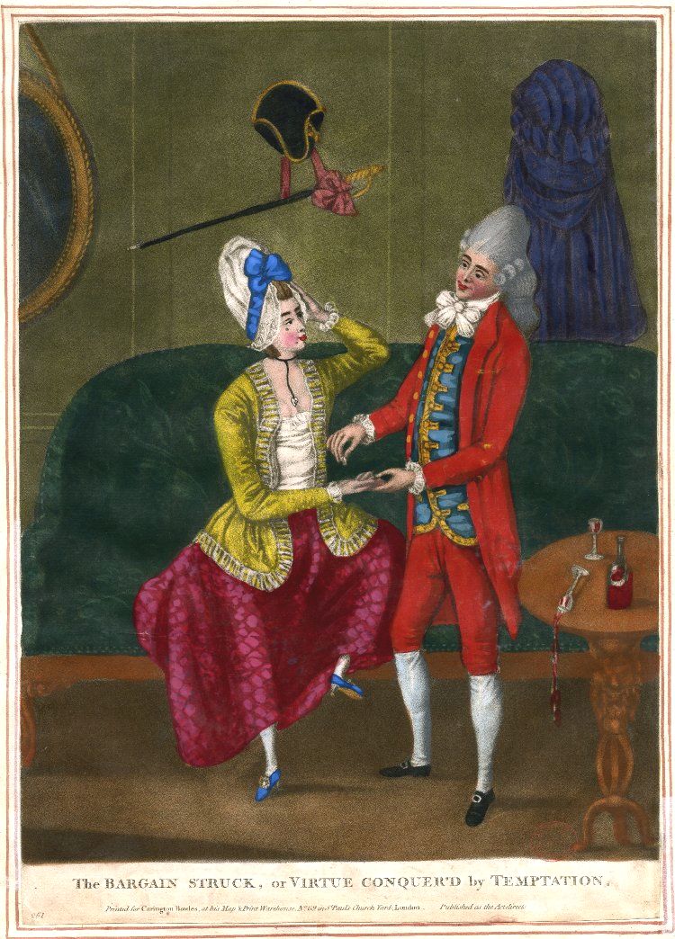 Unknown Artist - The Bargain Struck, or Virtue Conquer'd By Temptation, Print Published by Carington Bowles, 1773